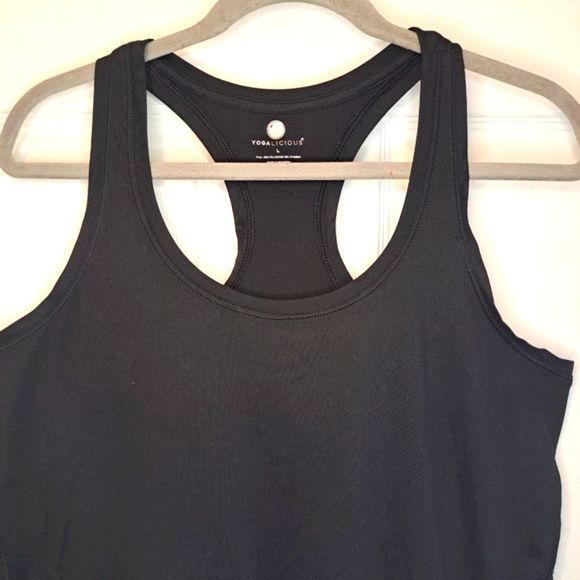 Yogalicious Black Racerback Sleeveless Tank Top Workout Athletic Size Large - Picture 3 of 5